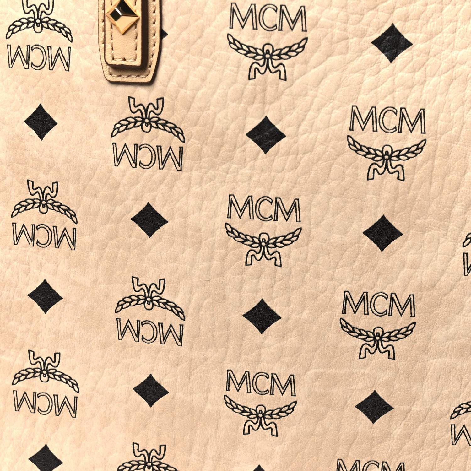 MCM Visetos Medium Anya Top Zip Shopper Tote Beige 9 of 13