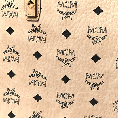 MCM Visetos Medium Anya Top Zip Shopper Tote Beige 9 of 13