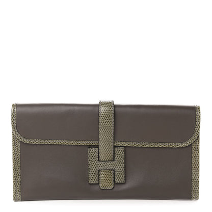 Hermes Swift Lizard Jige Elan Touch 29 Clutch Etain Ombre 1 of 8