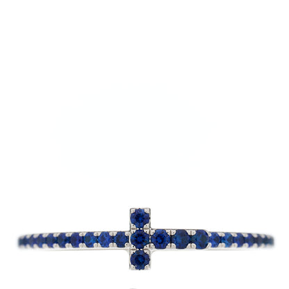 Tiffany 18K White Gold Blue Sapphire T Wire Pave Ring 53 6.5 1 of 7
