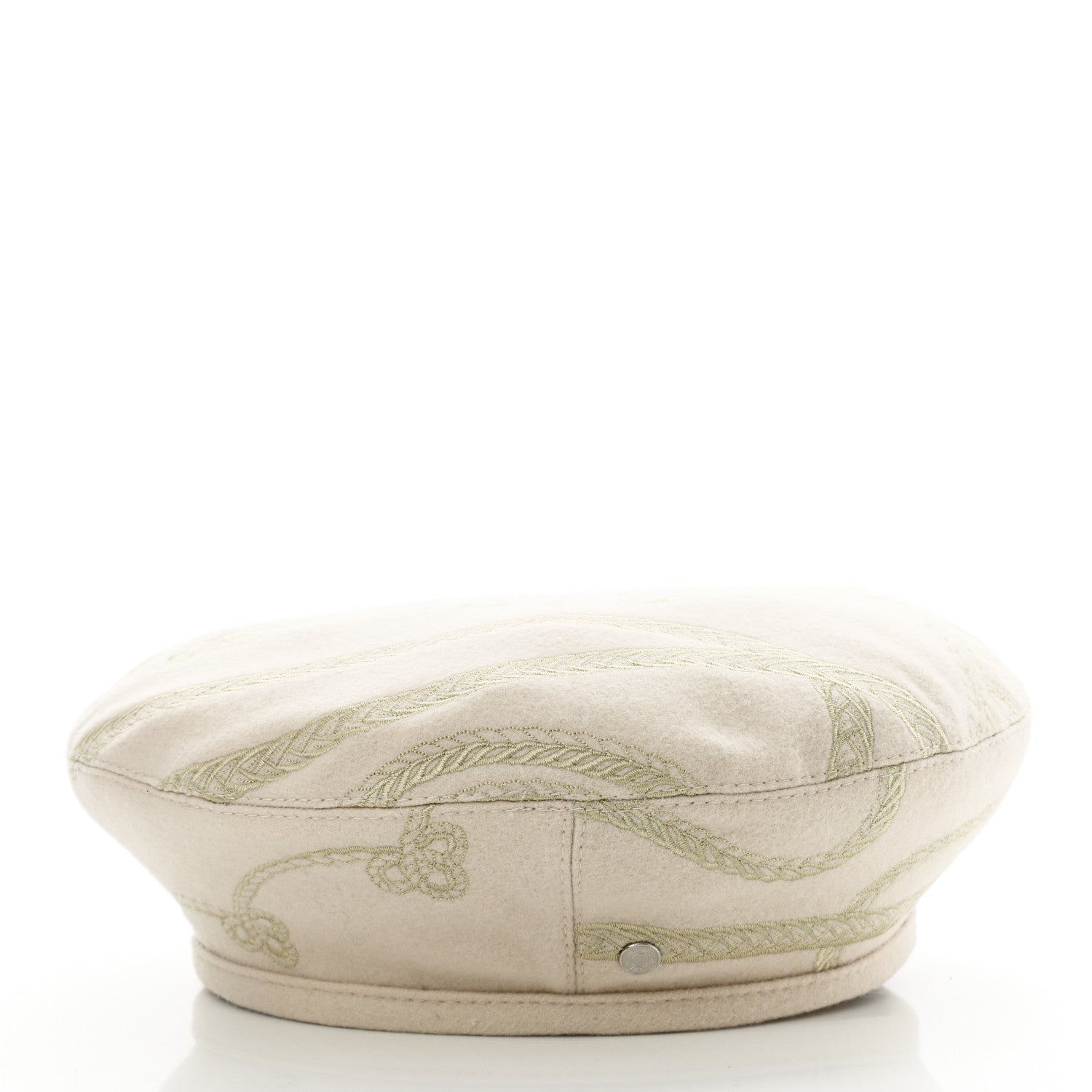 Hermes Wool Embroidered Saint-Honore en Finesse Beret 57 White Casse 5 of 7