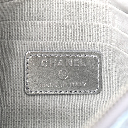 Chanel Gradient Metallic Calfskin Quilted Cosmetic Case Silver Blue Yellow Purple 6 of 7