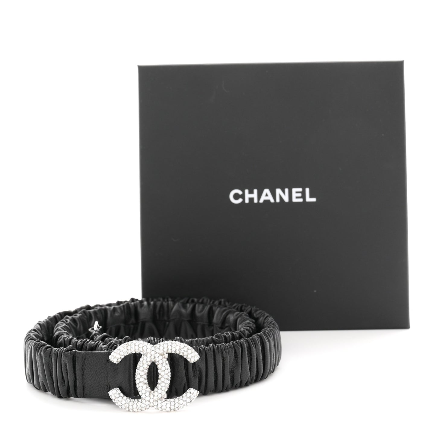 Calfskin Crystal CC Belt 90 36 Black