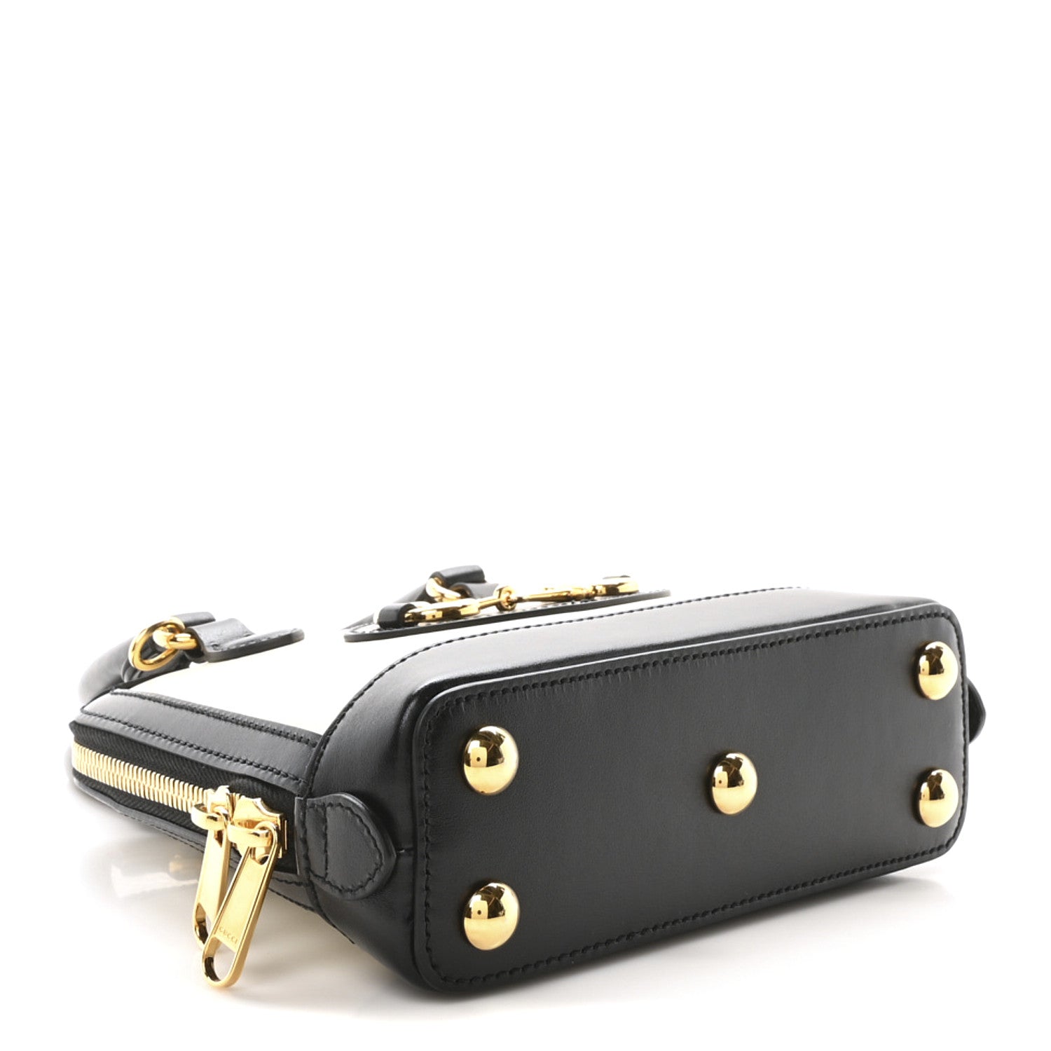 Gucci Boarded Plutone Calfskin Bi-Color Mini Horsebit 1955 Top Handle Bag Mystic White Black 4 of 10