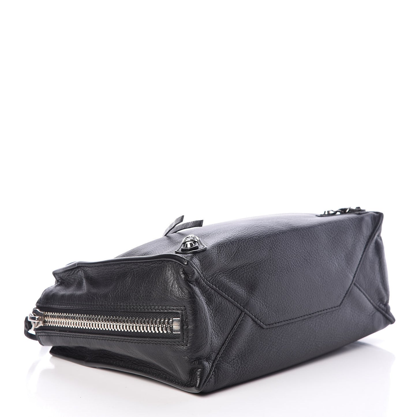 Grained Calfskin Papier Mini A4 Zip Around Tote Black