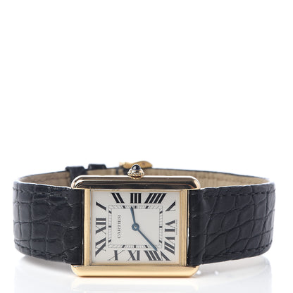 Cartier Stainless Steel 18K Yellow Gold Alligator 27mm Tank Solo Quartz Watch 3 of 8