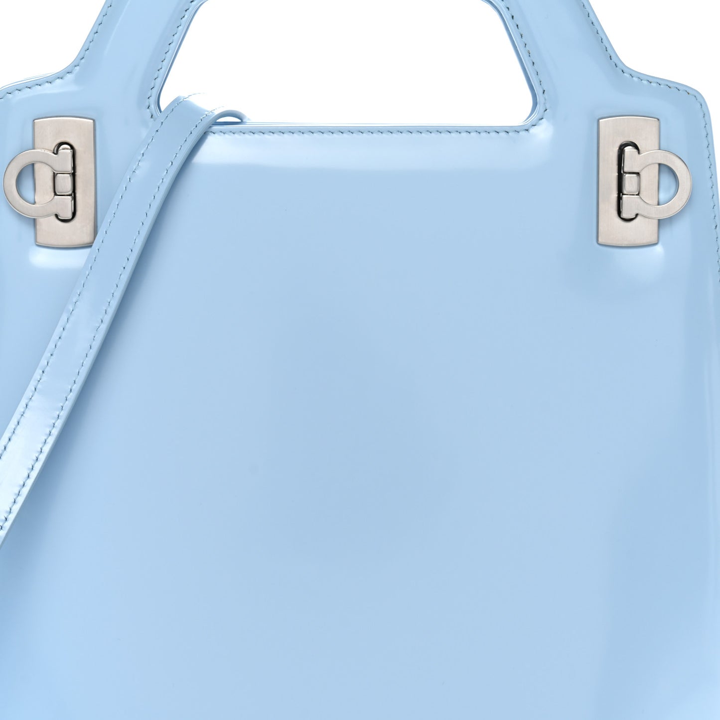 Brushed Calfskin North South Wanda Top Handle Bag Sky Blue