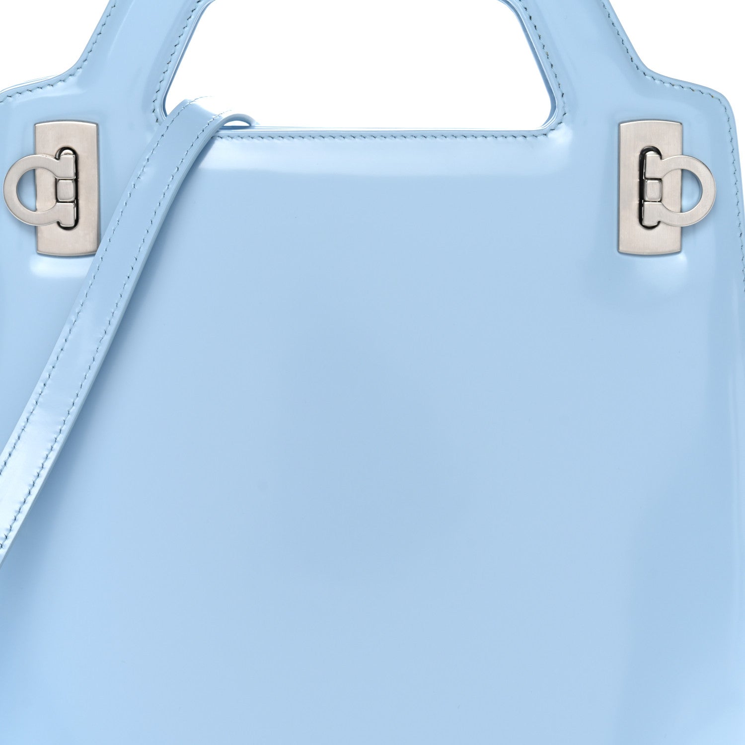Salvatore Ferragamo Brushed Calfskin North South Wanda Top Handle Bag Sky Blue 8 of 11