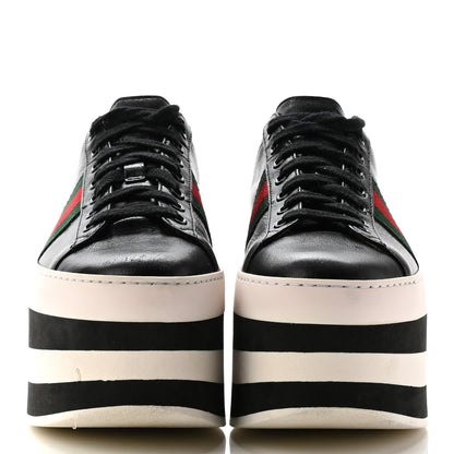 Gucci Malaga Kid Peggy Platform Sneakers 37 Black White 2 of 11