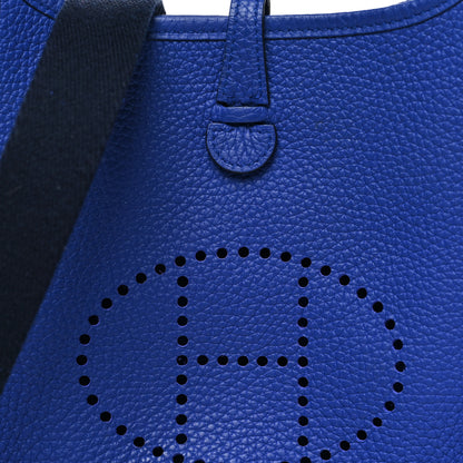 Hermes Taurillon Clemence Amazone Evelyne TPM Bleu Electrique Black 8 of 10