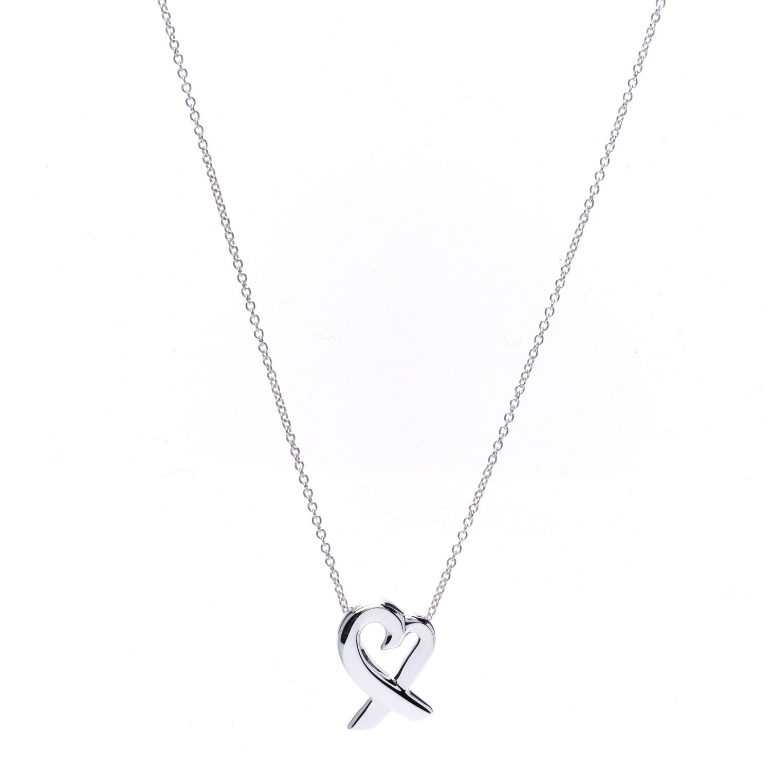 Tiffany Sterling Silver Small Paloma Picasso Loving Heart Pendant Necklace 1 of 6