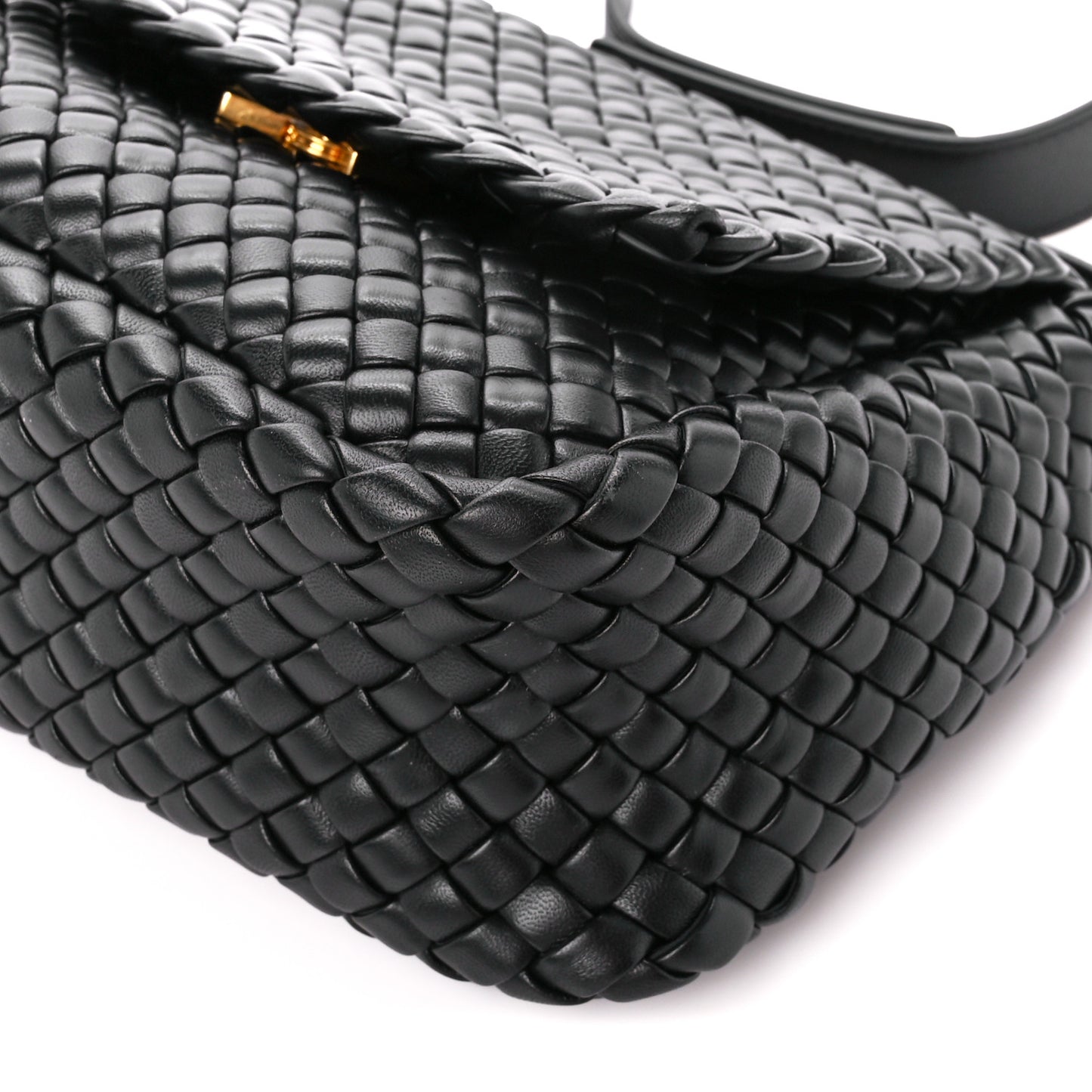 Nappa Intrecciato Small Cobble Shoulder Bag Black