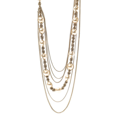 Chanel Pearl CC Chain Multi Strand Necklace Gold 1 of 5