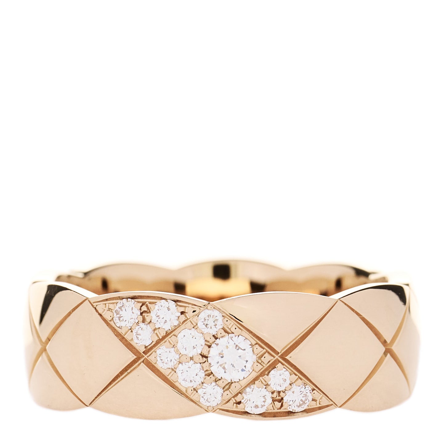 18K Beige Gold Diamond Small Coco Crush Ring 56 7.75
