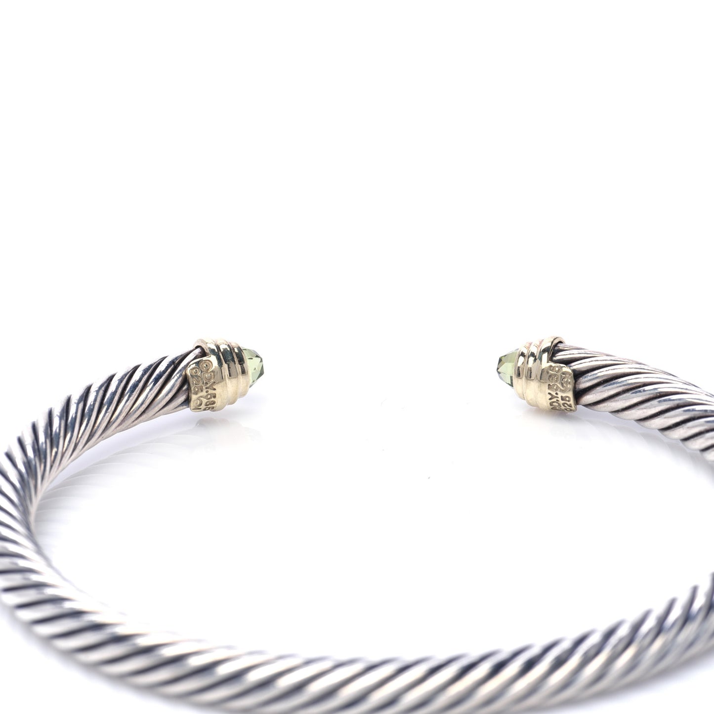 Sterling Silver 14K Yellow Gold Peridot 5mm Cable Classics Petite Color Bracelet