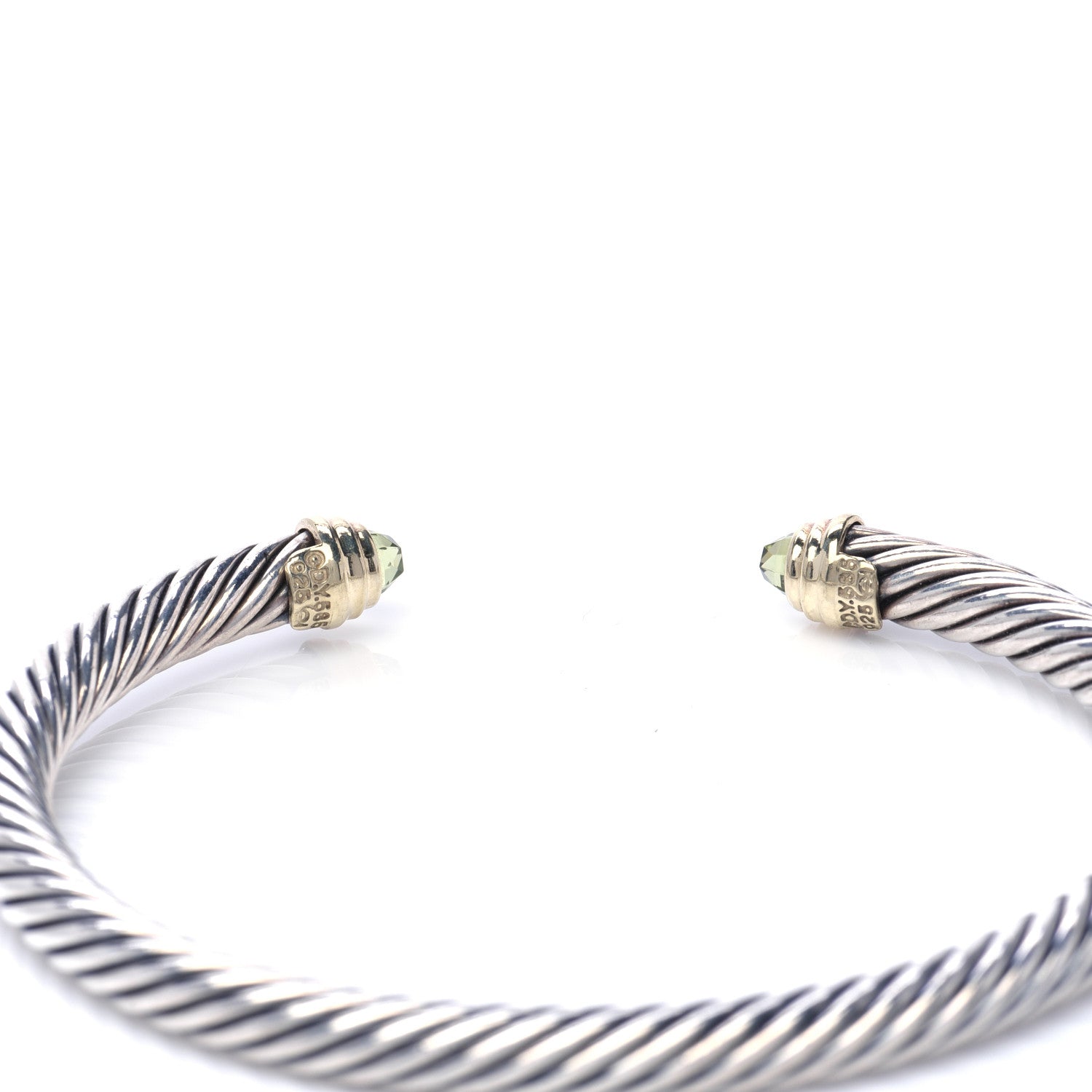 David Yurman Sterling Silver 14K Yellow Gold Peridot 5mm Cable Classics Petite Color Bracelet 4 of 4