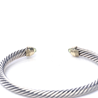 David Yurman Sterling Silver 14K Yellow Gold Peridot 5mm Cable Classics Petite Color Bracelet 4 of 4