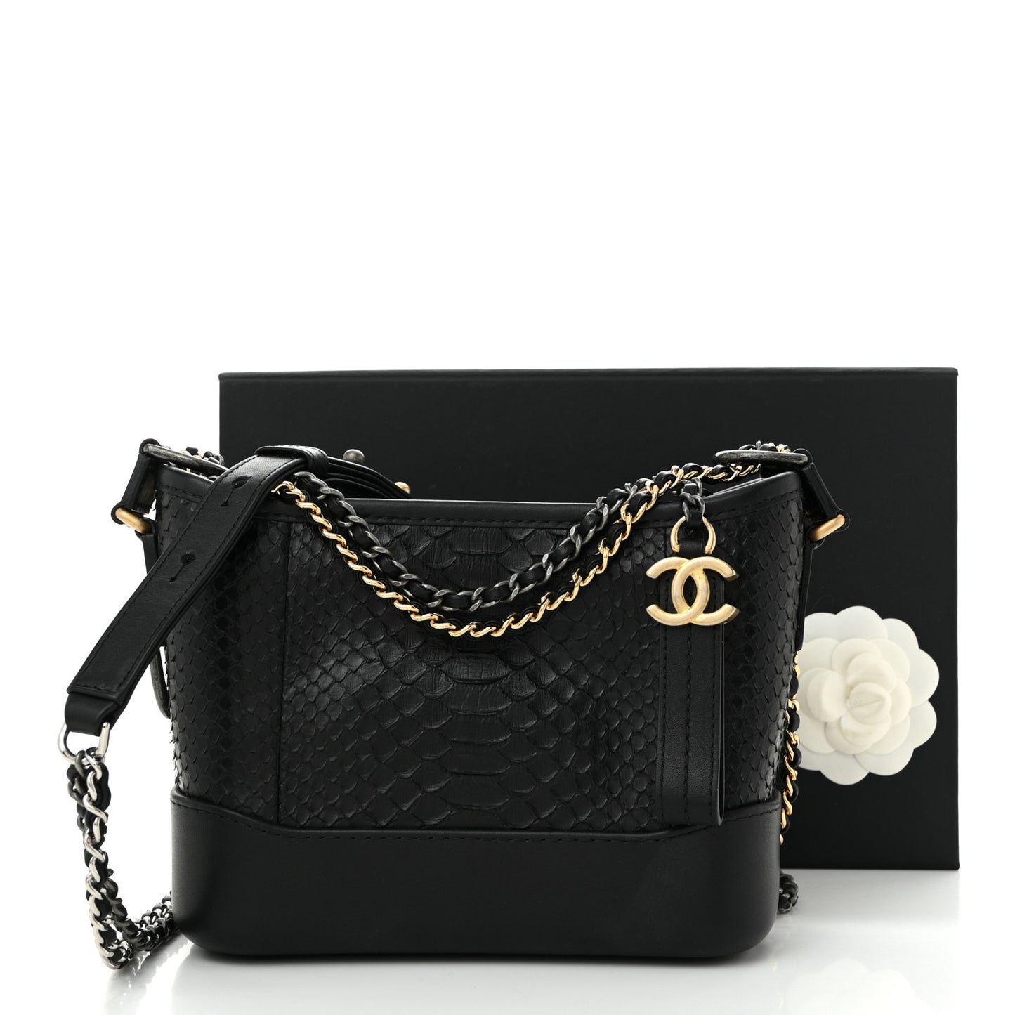 Snakeskin Small Gabrielle Hobo Black