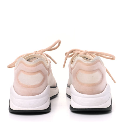 Chanel Lycra Fabric CC Sneakers 37.5 White Beige 5 of 10