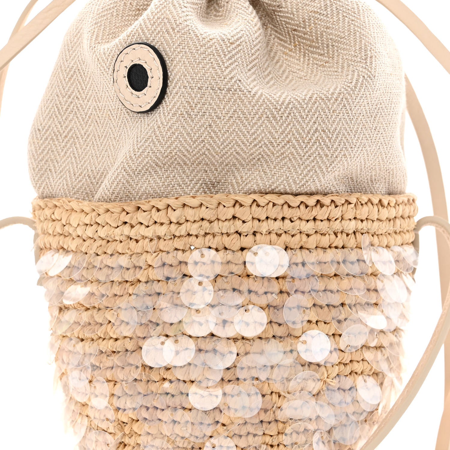 Loewe Raffia Canvas Sequin Paula's Ibiza Fish Pouch Natural