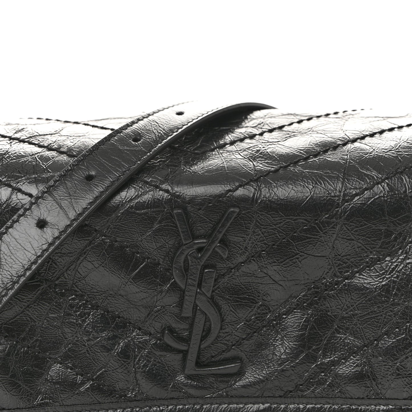 Crinkled Calfskin Matelasse Monogram Niki Body Bag Black