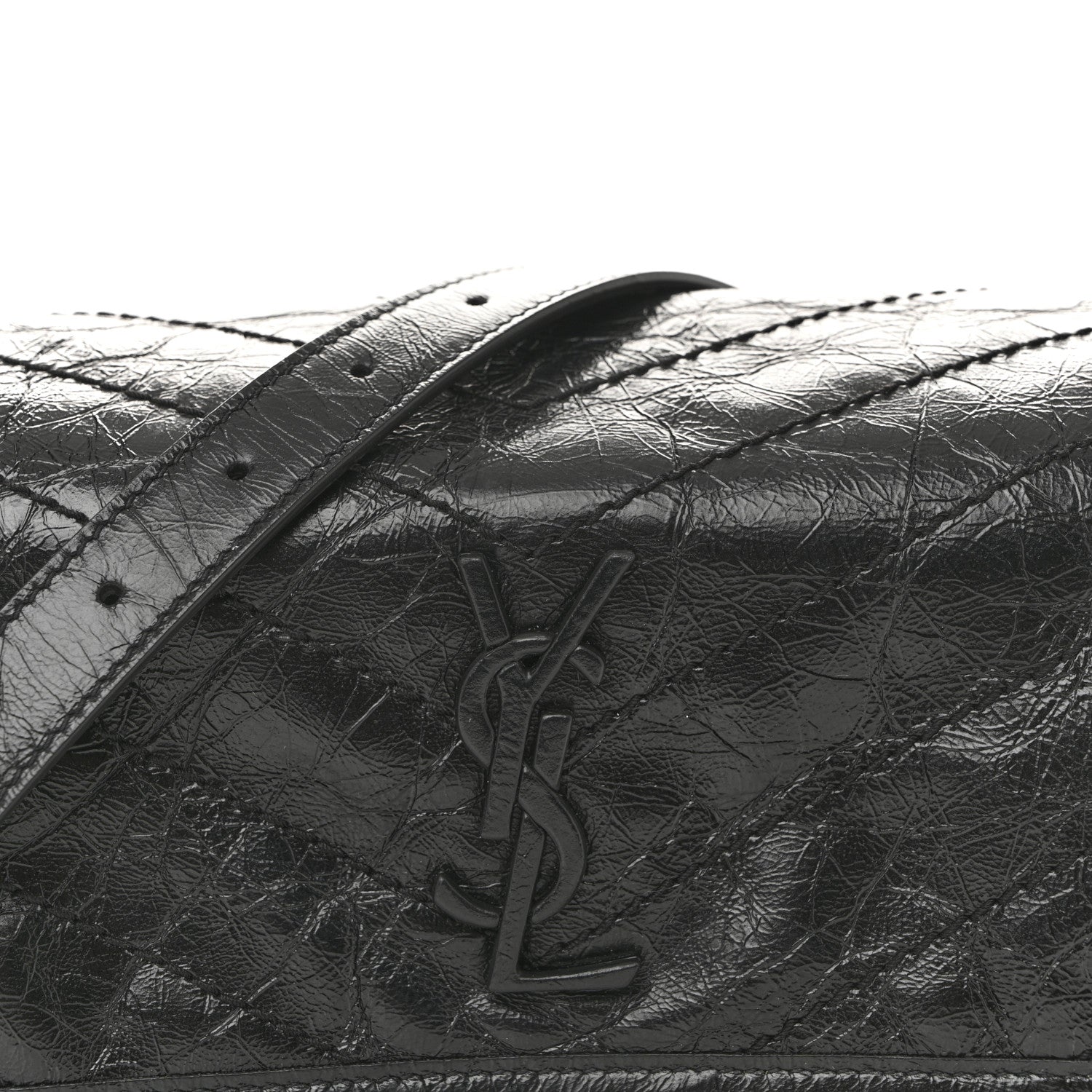 Saint Laurent Crinkled Calfskin Matelasse Monogram Niki Body Bag Black 8 of 12