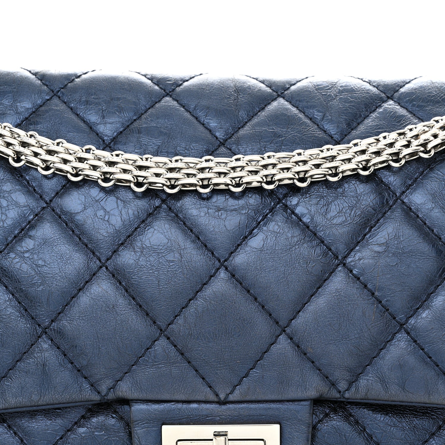 Chanel Metallic Aged Calfskin Quilted 2.55 Reissue 228 Flap Blue 8 of 13