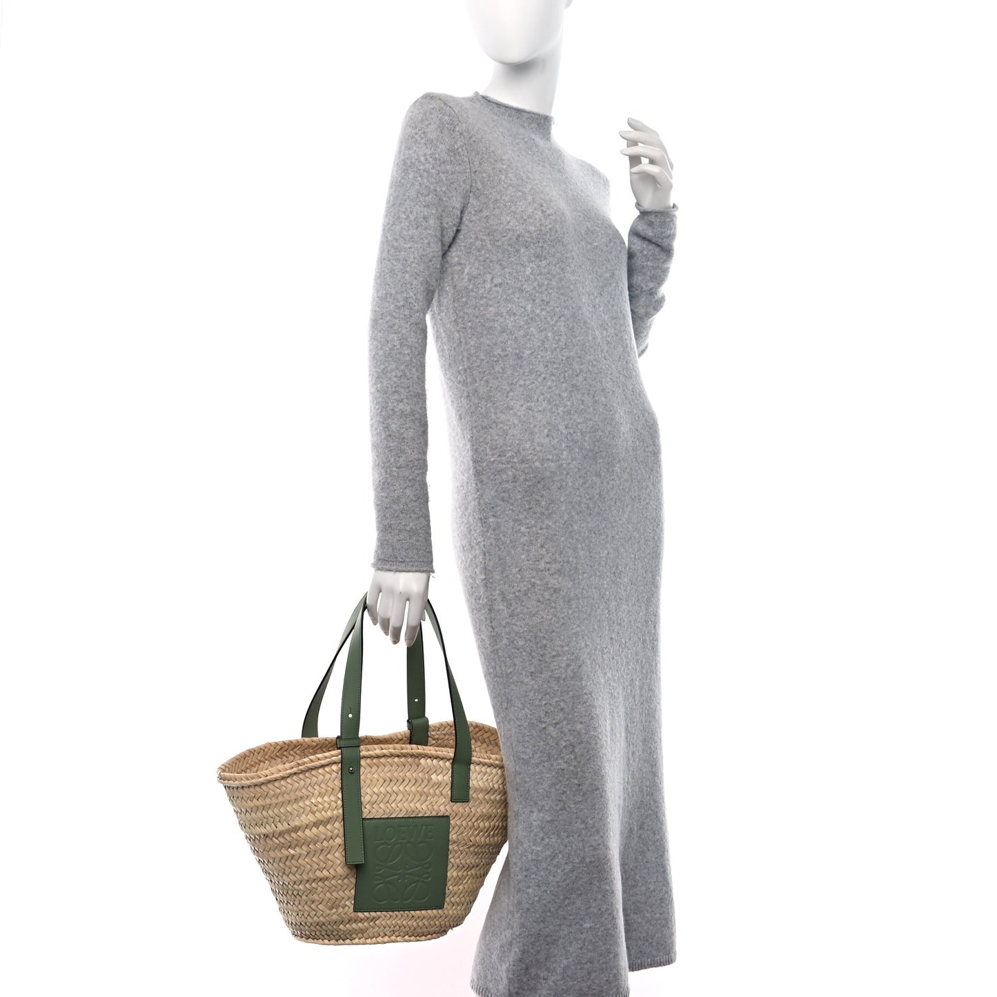 Raffia Small Basket Tote Bag Natural Green