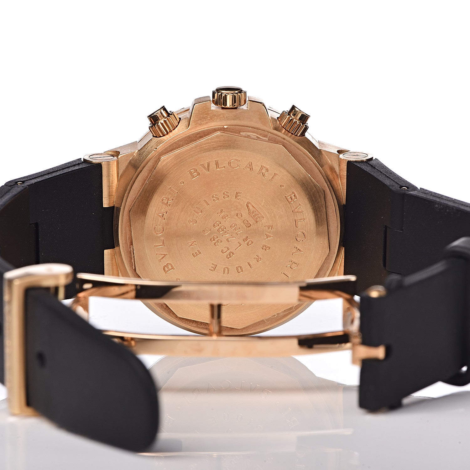 Bulgari 18K Yellow Gold Rubber 38mm Diagono Scuba Chronometer Automatic Watch Black 6 of 7