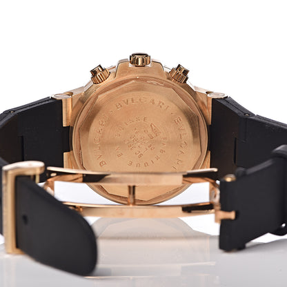 Bulgari 18K Yellow Gold Rubber 38mm Diagono Scuba Chronometer Automatic Watch Black 6 of 7