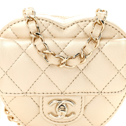 Chanel Metallic Lambskin Quilted CC In Love Heart Waist Belt Bag With Chain Gold 8 of 13
