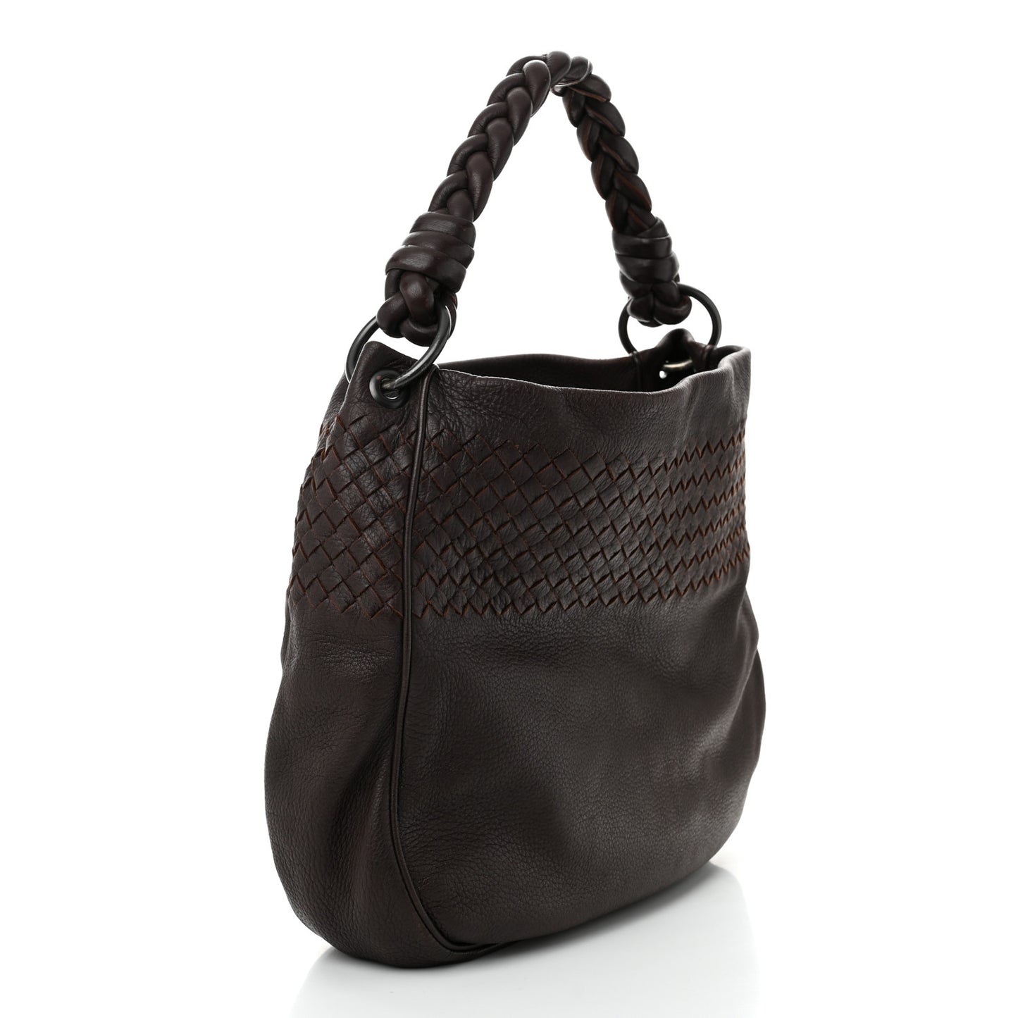 Cervo Intrecciato Shoulder Bag Ebano