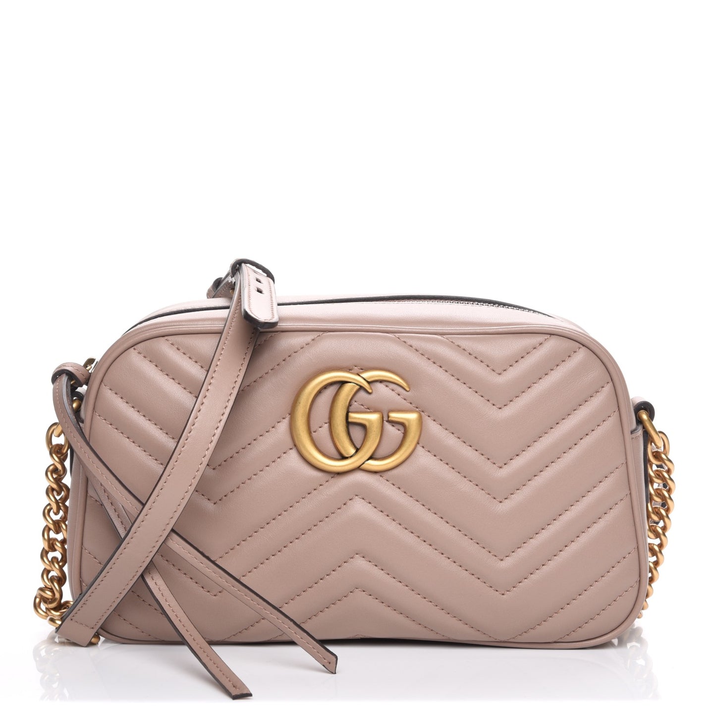 Calfskin Matelasse Small GG Marmont Chain Shoulder Bag Taupe