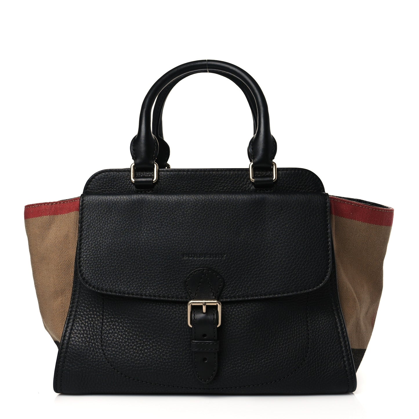 Canvas Mega Check Grained Calfskin Medium Harcourt Satchel Black