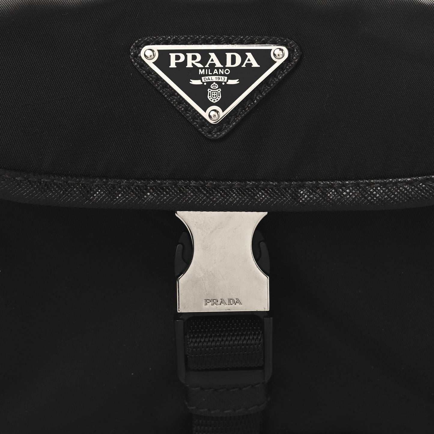 Tessuto Nylon Saffiano Marsupio Triple Pocket Belt Bag Black