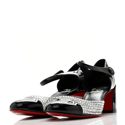 Christian Louboutin Patent PVC Strass Miss Jane Mary Janes 55 Pumps 37.5 Black 4 of 11