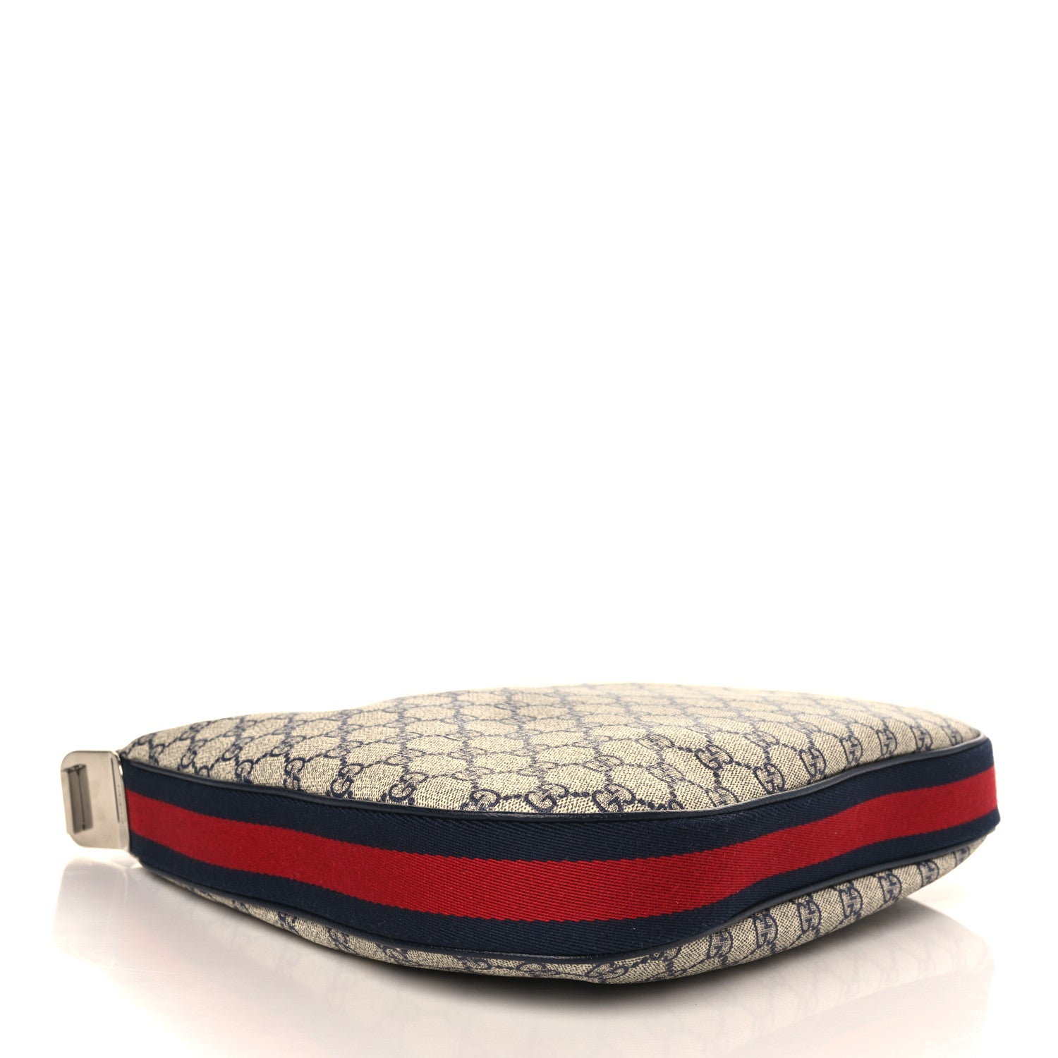 Gucci GG Supreme Monogram Textured Calfskin Web Large Attache Shoulder Bag Beige Blue 4 of 9
