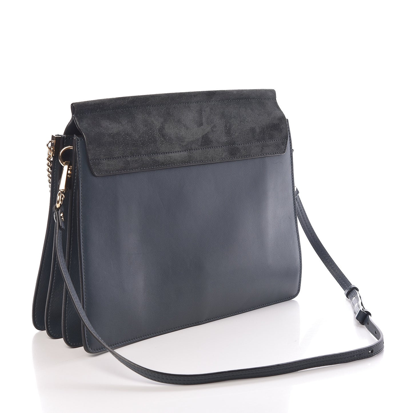 Suede Calfskin Medium Faye Shoulder Bag Silver Blue
