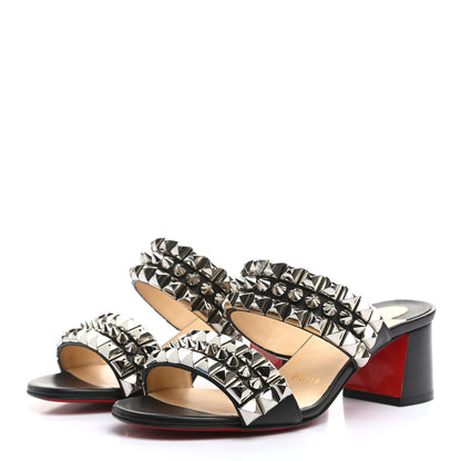 Christian Louboutin Calfskin Studded Tina Goes Mad 55 Slide Sandals 35.5 Black 3 of 9