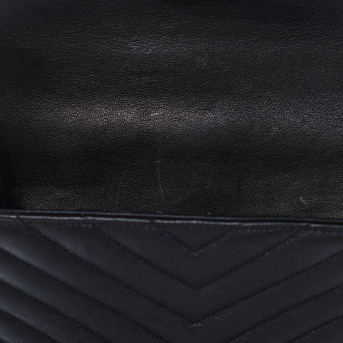 Sheepskin Matelasse Chevron Patchwork Monogram Medium College Bag Black