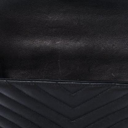 Saint Laurent Sheepskin Matelasse Chevron Patchwork Monogram Medium College Bag Black 11 of 17