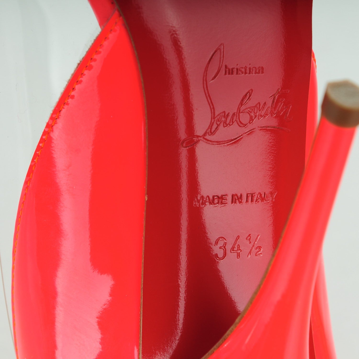 Christian Louboutin Patent Fluo PVC Pivichic 120 Pumps 34.5 Rose Paris 7 of 8