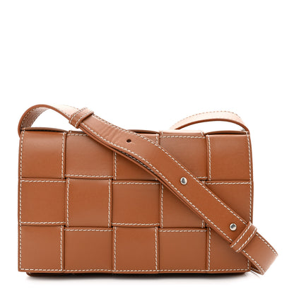 Bottega Veneta Lambskin Maxi Intrecciato Edge Stitch Cassette Crossbody Bag Wood 1 of 10