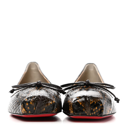Christian Louboutin Snakeskin Embossed Mamadrague Flats 36 Dark Brown 2 of 7