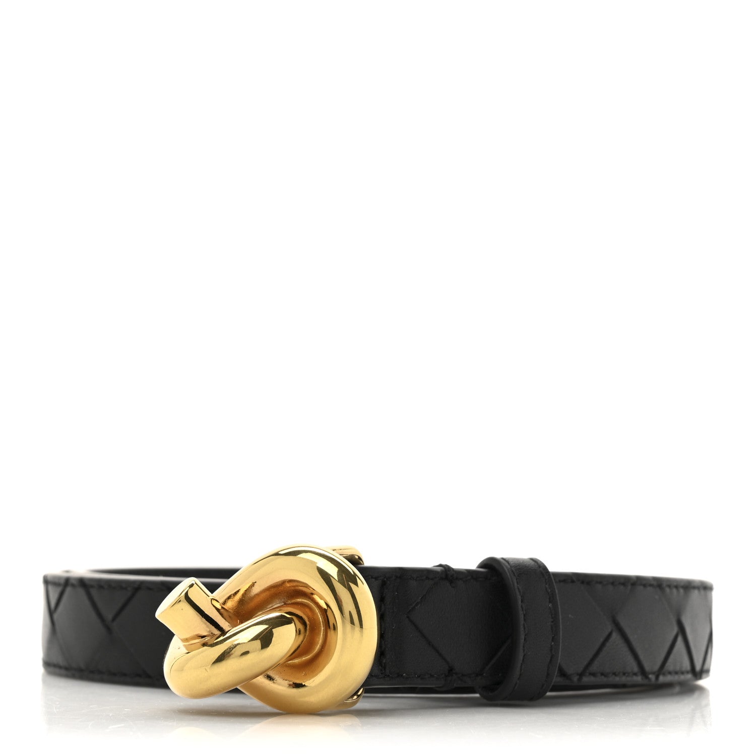 Bottega Veneta Nappa Intrecciato Knot Belt 85 34 Black 1 of 4