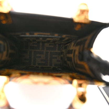 Fendi X VERSACE Vitello King Catalan Mirror Plexiglass Fendace FF Baroque Logo Mini Fendi Sunshine Shopper Tote Black Gold 5 of 11