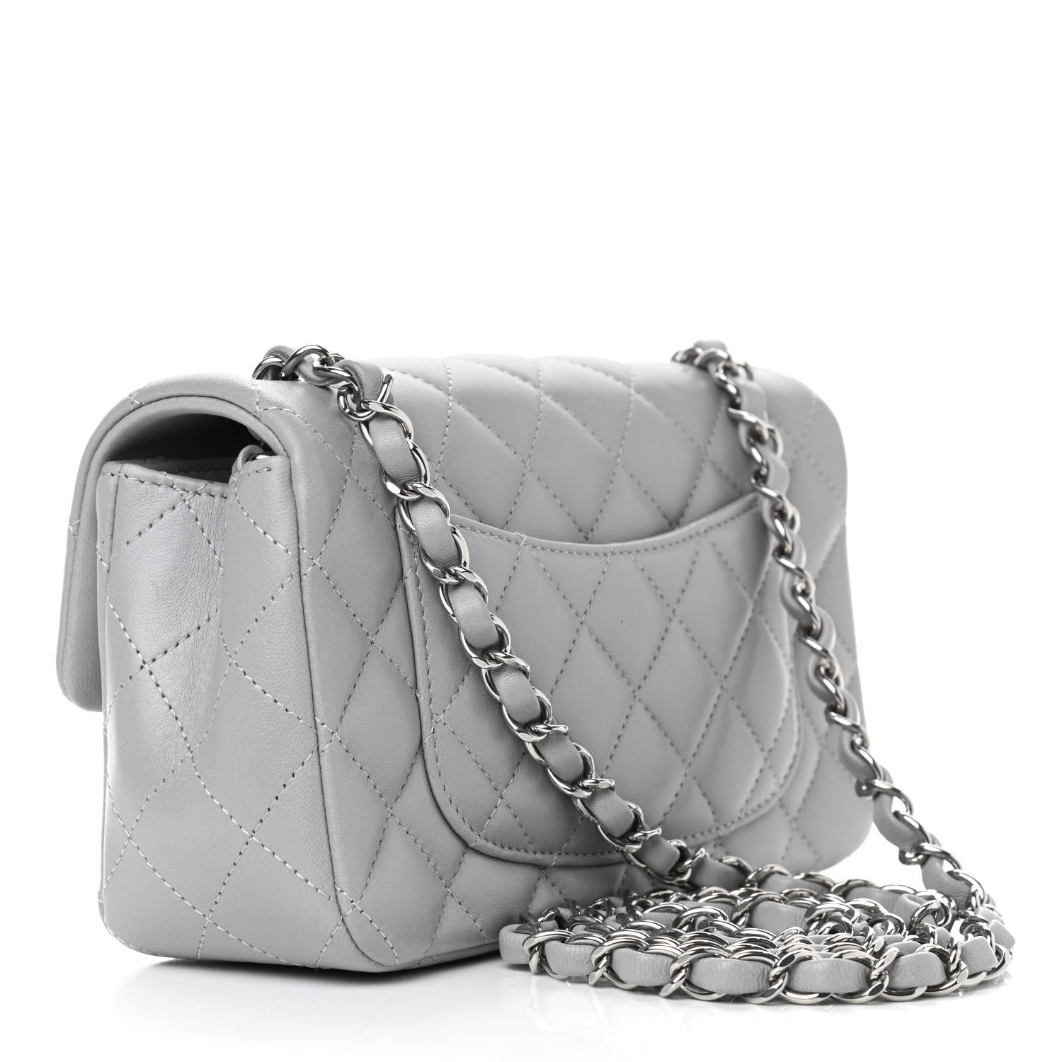 Chanel Lambskin Quilted Mini Rectangular Flap Grey 2 of 9