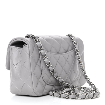 Chanel Lambskin Quilted Mini Rectangular Flap Grey 2 of 9