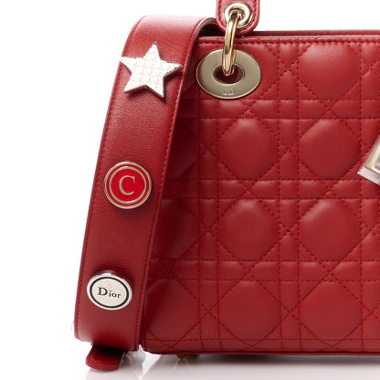 Christian Dior Lambskin Cannage Small Lucky Badges My Lady Dior Red 8 of 11
