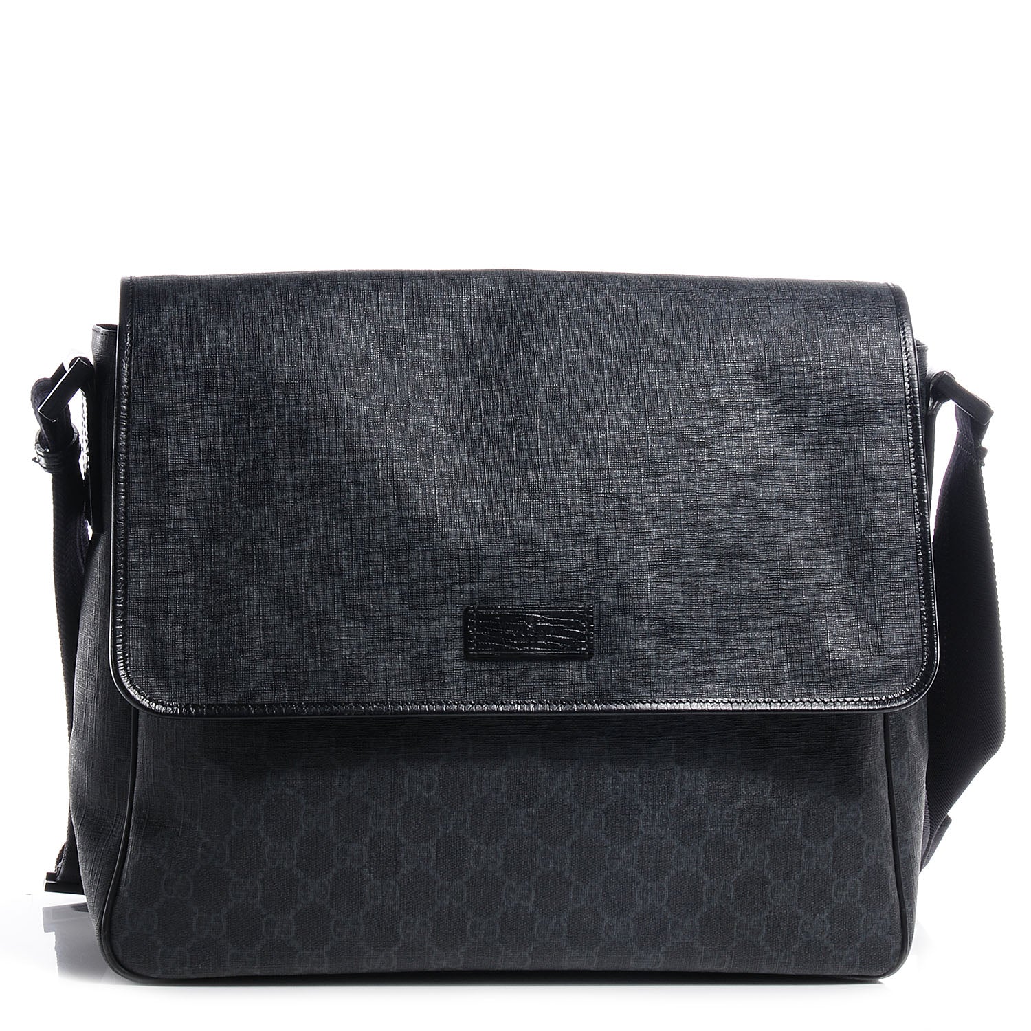 Gucci GG Plus Monogram Medium Flap Messenger Bag Black 1 of 7